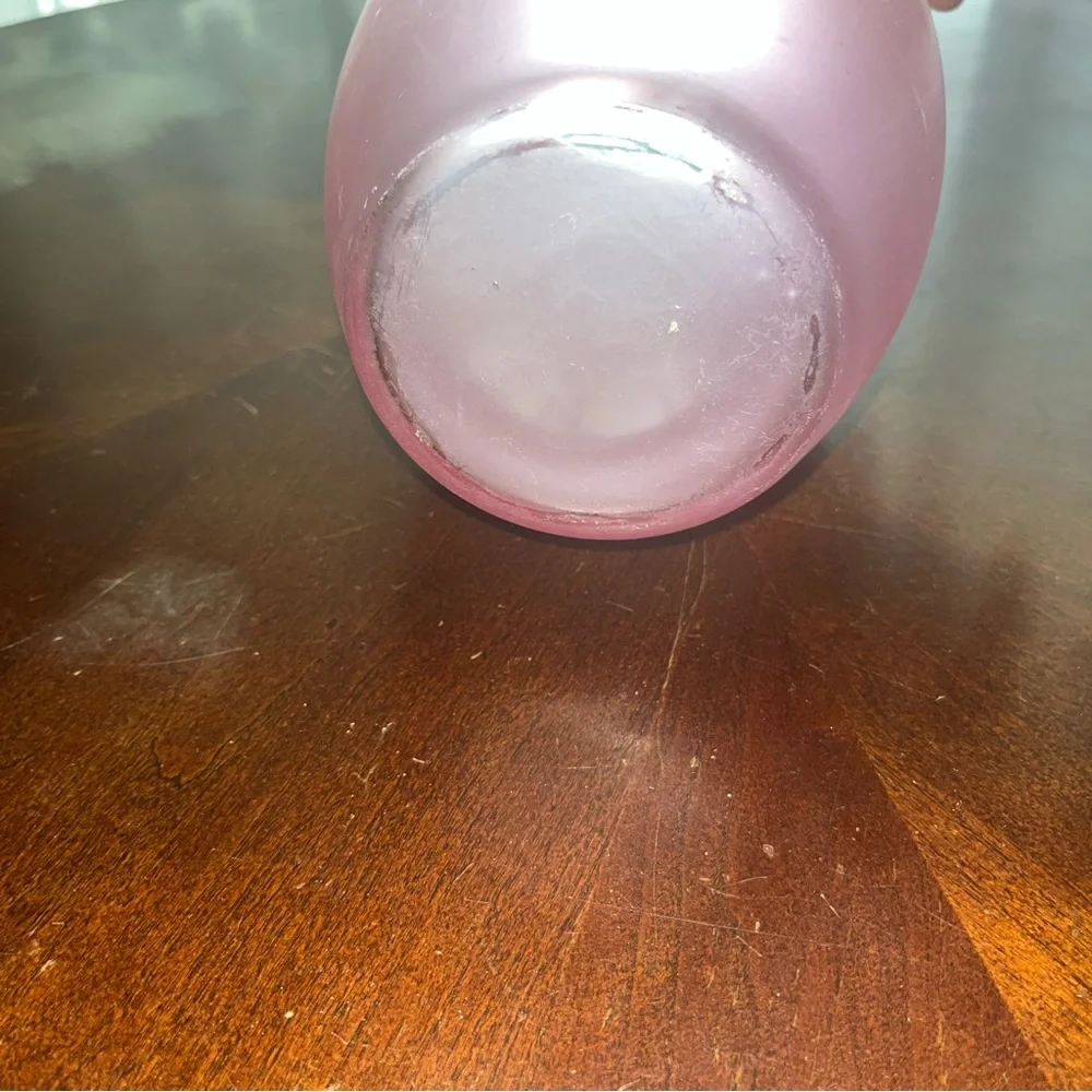 Pink Matte Glass Decorative Vase Solid Pattern Home Decor Accent - Picture 3 of 4